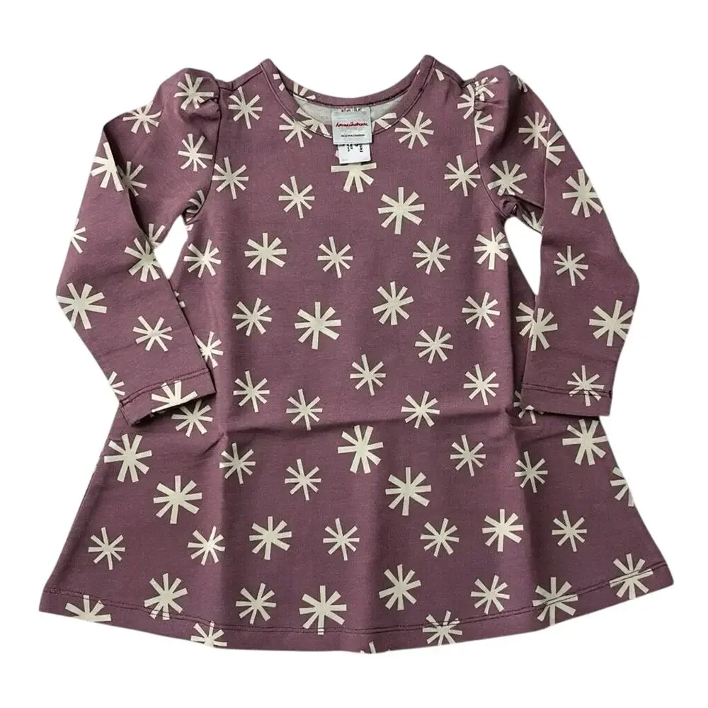 Long Sleeve Swing Dress. “Snowflakes on Orchid Haze.” Size 2.